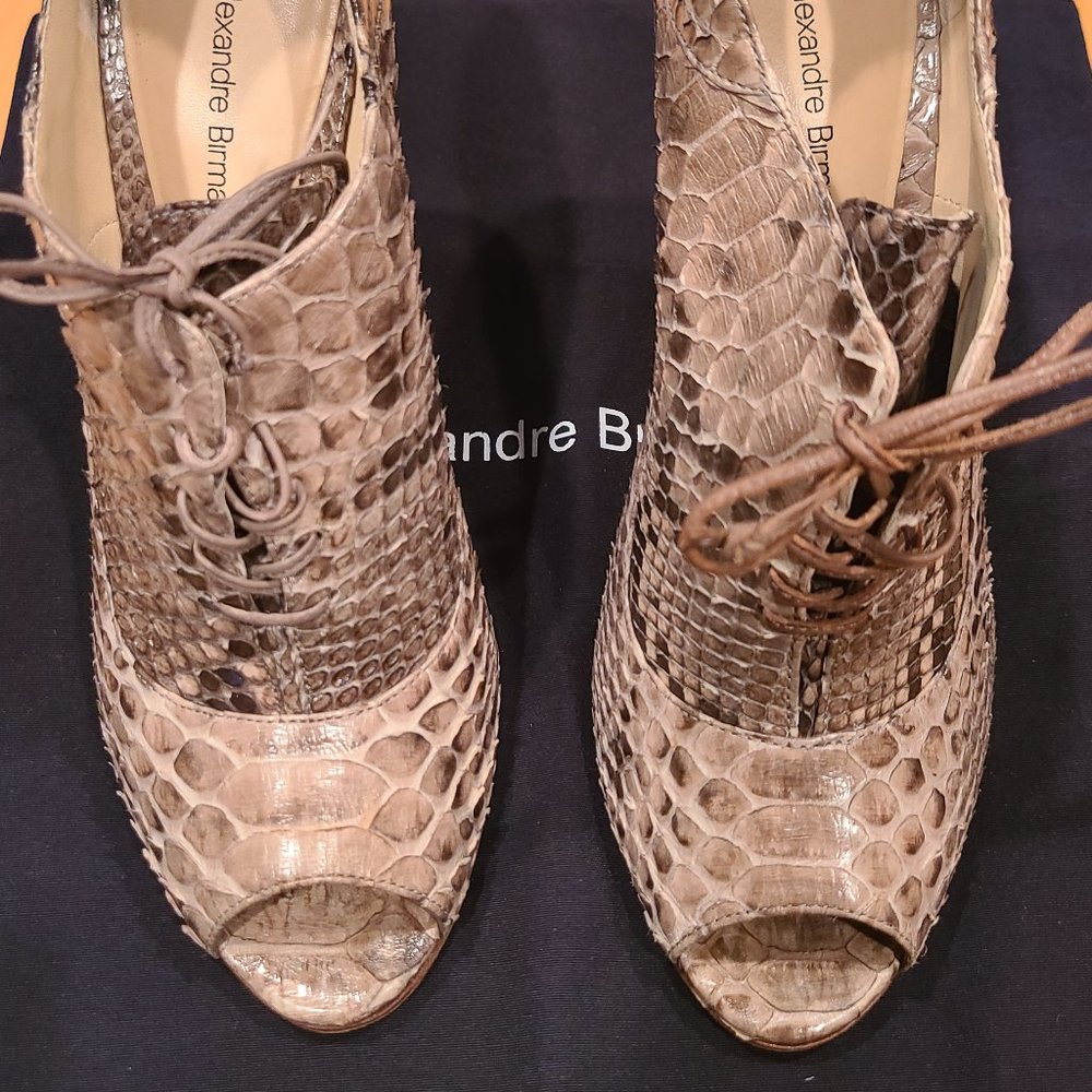 Alexandre Birman tan snakeskin oxfords
